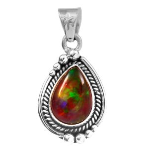 Black Opal 1.2" 925 Sterling Silver Pendant RS59-150