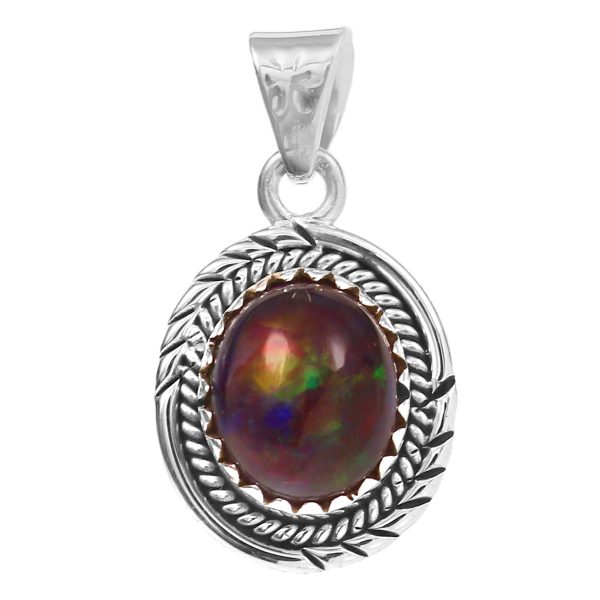 Black Opal 1.2" 925 Sterling Silver Pendant RS59-154