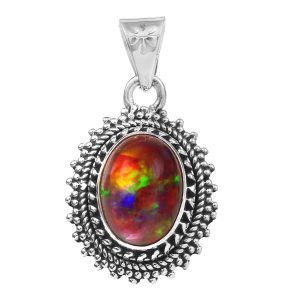 Black Opal 1.2" 925 Sterling Silver Pendant RS59-165