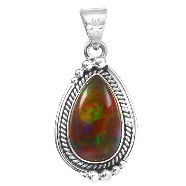 Black Opal 1.2" 925 Sterling Silver Pendant RS59-166