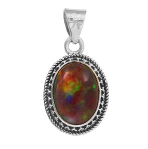 Black Opal 1.2" 925 Sterling Silver Pendant RS59-145