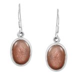 Peach Moonstone Silver Earring