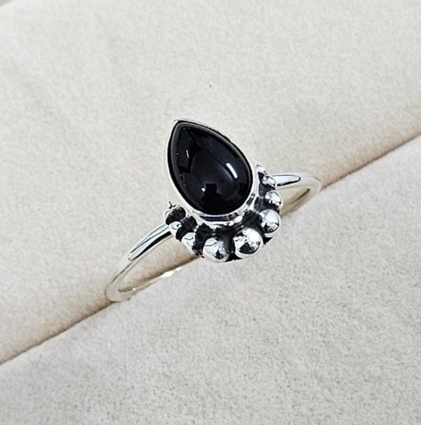Black Onyx 925 Sterling Silver Ring RS56-4 - Image 3