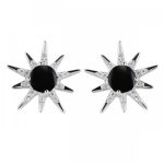 Silver Black Onyx Stud Earrings