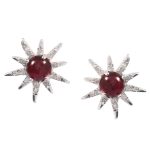 Garnet & White Topaz Stud