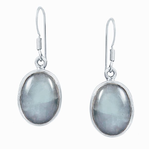Milky Aquamarine 1.5" 925 Silver Earring RS12-145