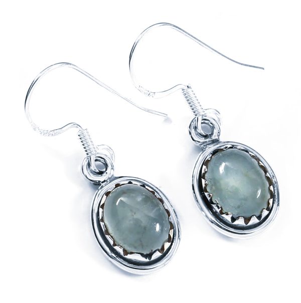 Indian Aquamarine Silver Earrings