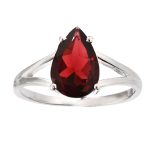 Prong Garnet Pear Ring