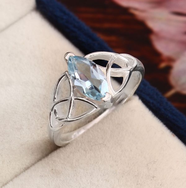 Blue Topaz Triquetra 925 Sterling Silver Ring RS62-1 - Image 2