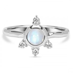 Moonstone & White Topaz 925 Sterling Silver Ring RS15-215
