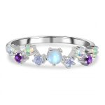 Moonstone | Opal | Blue Topaz & Amethyst Ring 925 Sterling Silver RS13-200