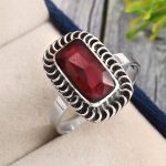 Rose Cut Garnet US 12 Size 925 Sterling Silver Ring RS8-216