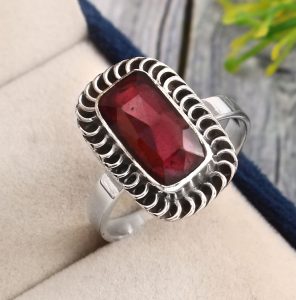 Rose Cut Garnet US 12 Size 925 Sterling Silver Ring RS8-216