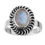 Faceted Moonstone US 8,10 Size 925 Sterling Silver Ring RS8-203