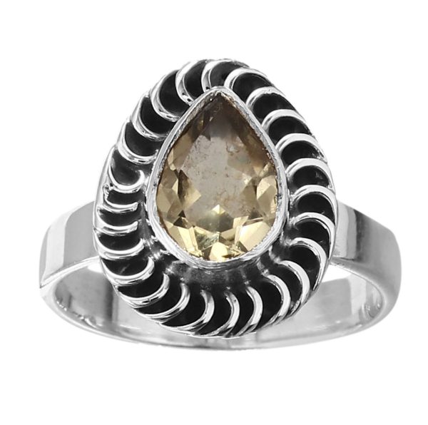 Lemon Quartz US 7 Size 925 Sterling Silver Ring RS67-38