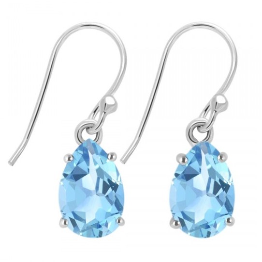 Blue Topaz Silver Prong Earrings