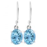 Blue Topaz Prong 925 Sterling Silver Earrings RS69-4