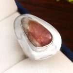 Pink Tourmaline in Quartz Ring US 6 Size 925 Silver Jewelry RSR2-167