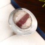 Pink Tourmaline in Quartz Ring US 7 Size 925 Silver Jewelry RSR2-169