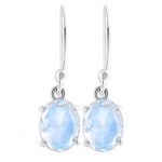 Moonstone Prong 925 Sterling Silver Earrings RS69-8
