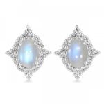 Moonstone & White Topaz 925 Sterling Silver Stud Earrings RS18-173