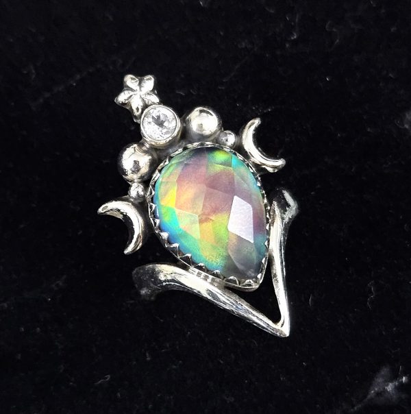 Aurora Opal Doublet 925 Sterling Silver Ring (RS22-99) - Image 2