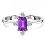 Amethyst & White Topaz 925 Sterling Silver Ring (RS73-3)