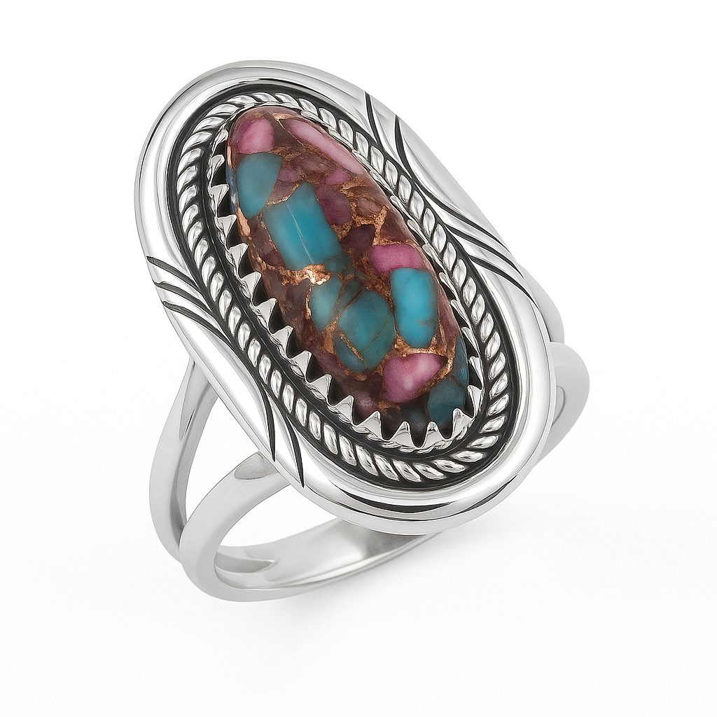 Pink Dahlia Turquoise Ring