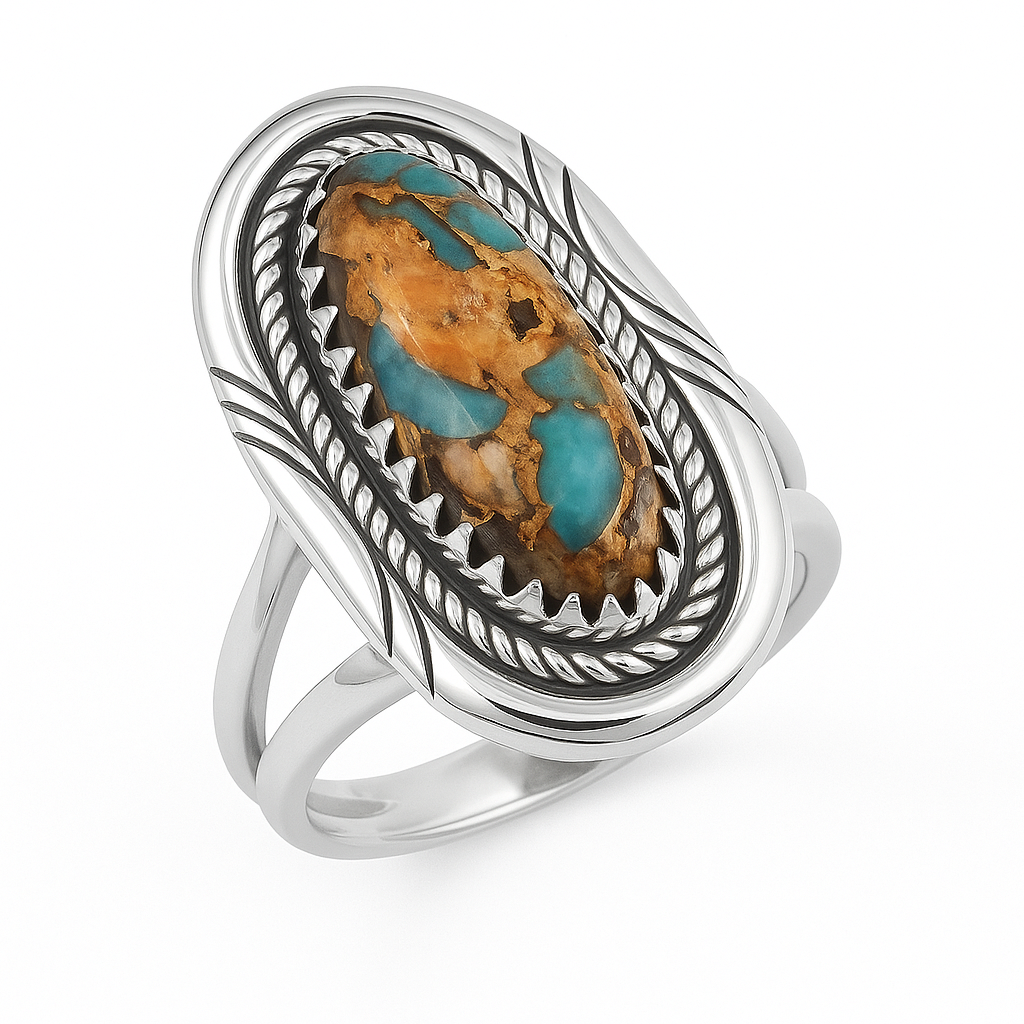 Spiny oyster turquoise ring