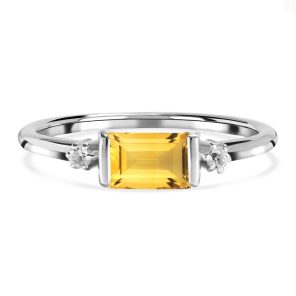 Citrine & White Topaz 925 Sterling Silver Ring (RS73-9)