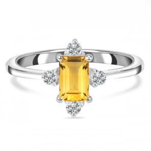 Citrine & White Topaz 925 Sterling Silver Ring (RS73-8)