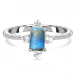 Labradorite & White Topaz 925 Sterling Silver Ring (RS73-5)