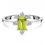 Peridot & White Topaz 925 Sterling Silver Ring (RS73-6)