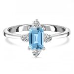Blue Topaz & White Topaz 925 Sterling Silver Ring (RS73-7)