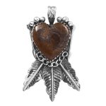 Golden Sheen Obsidian Southwest Heart Sterling Silver Pendant (RS59-137)