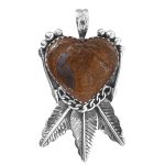 Golden Sheen Obsidian Southwest Heart Sterling Silver Pendant (RS59-138)