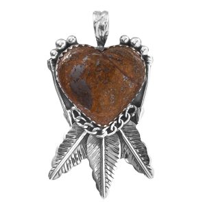 Golden Sheen Obsidian Southwest Heart Sterling Silver Pendant (RS59-138)