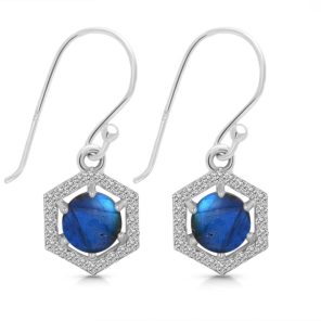 Labradorite & White Topaz Sterling Silver Stud Earring (RS14-150)