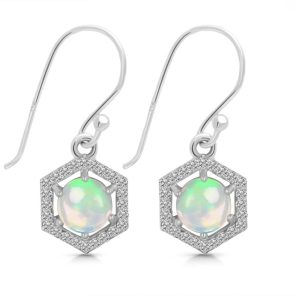 Opal & White Topaz Sterling Silver Stud Earring (RS14-151)