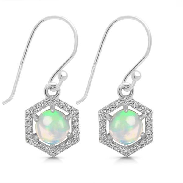 Opal & White Topaz Sterling Silver Stud Earring (RS14-151)