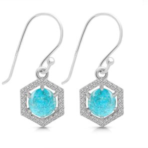 Arizona Turquoise & White Topaz Sterling Silver Stud Earring (RS14-152)