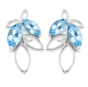 Blue Topaz 925 Sterling Silver Stud Earring (RS20-158)