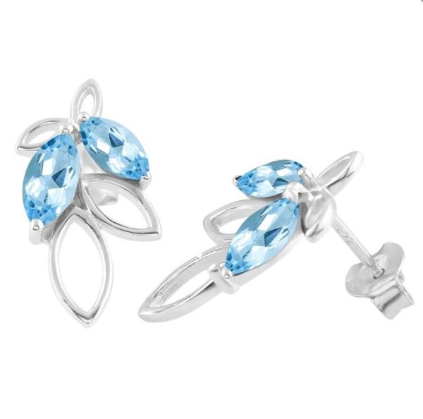 Blue Topaz 925 Sterling Silver Stud Earring (RS20-158) - Image 2