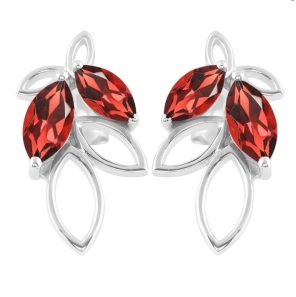 Garnet 925 Sterling Silver Stud Earring (RS20-157)