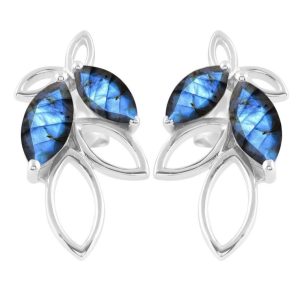 Labradorite 925 Sterling Silver Stud Earring (RS20-154)