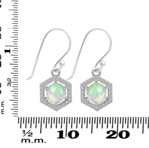 Opal & White Topaz Sterling Silver Stud Earring (RS14-151) - Image 2