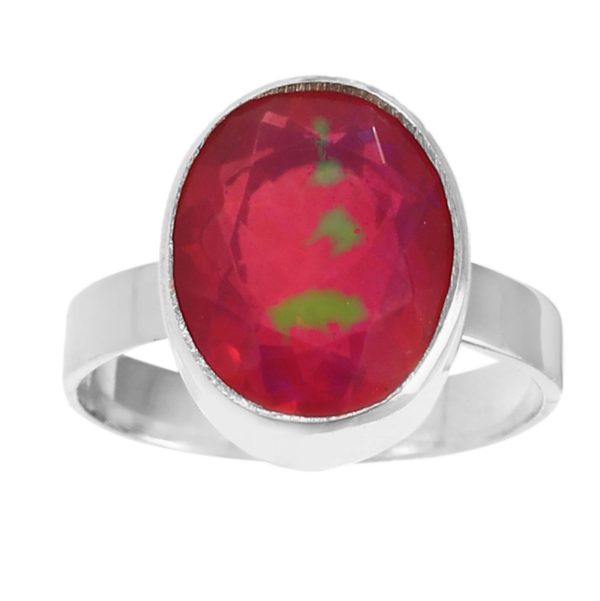 Hot Pink Opal Ring Size US 7 925 Sterling Silver (REXT49-87)