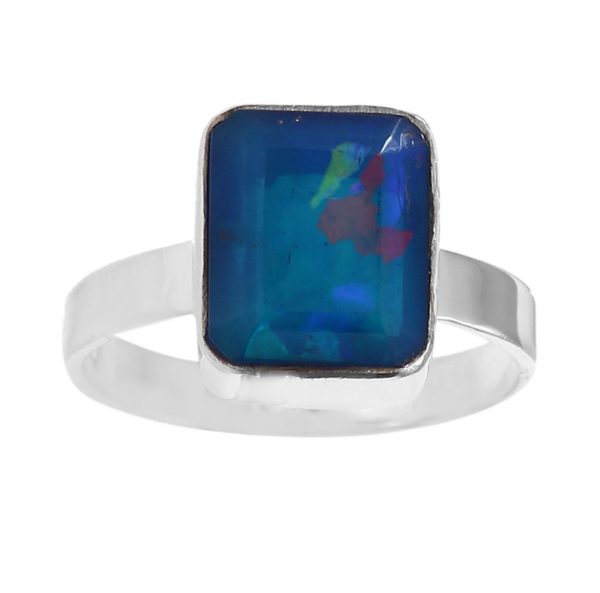Paraiba Opal Ring Size US 8,9,10 925 Sterling Silver (REXT49-92)