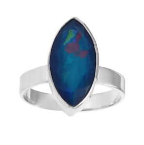 Paraiba Opal Ring Size US 7 925 Sterling Silver (REXT49-91)