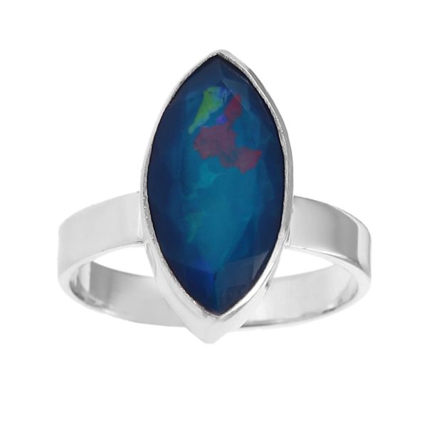 Paraiba Opal Ring Size US 7 925 Sterling Silver (REXT49-91)